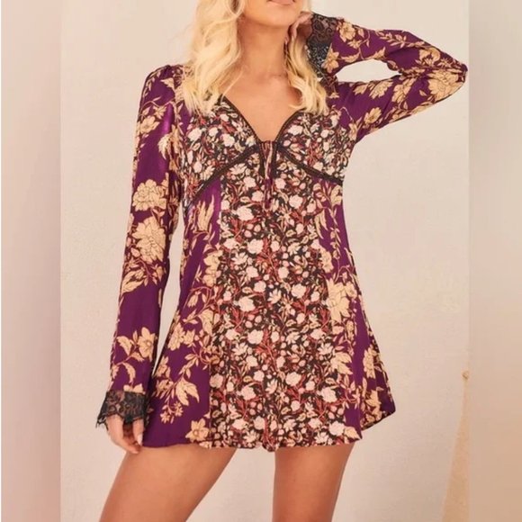 NWT FREE PEOPLE Odette Printed TUNIC - ESPRESSO COMBO - Picture 1 of 10